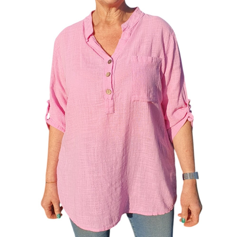Italian Button Neck Top