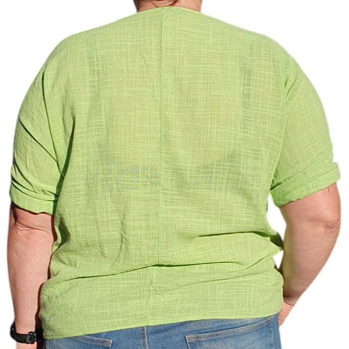 Made in Italy Clothing, Round Neck Top in Bright Green from the back