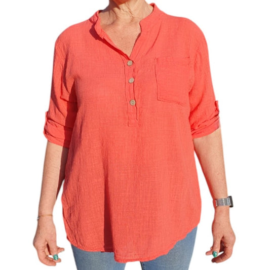 Italian Button Neck Top