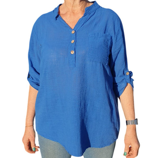 Italian Button Neck Top