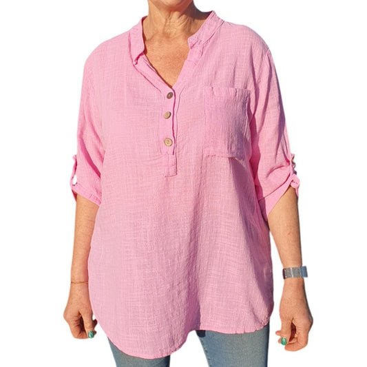 Italian Button Neck Top
