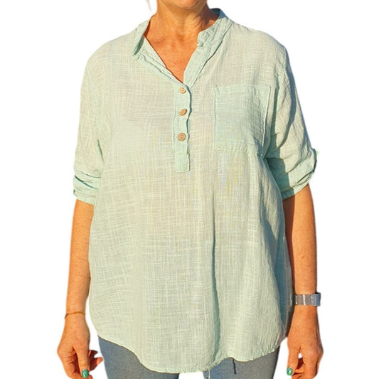 Italian Button Neck Top
