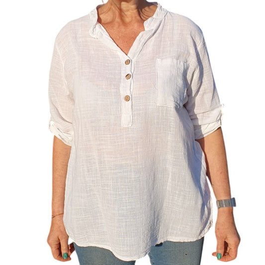Italian Button Neck Top