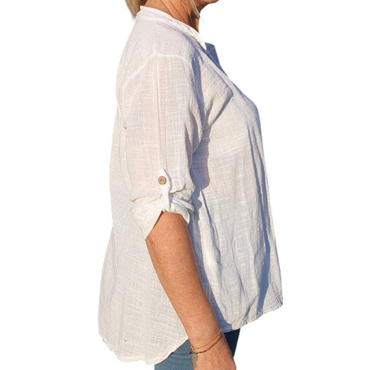 Italian Button Neck Top
