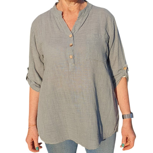Italian Button Neck Top