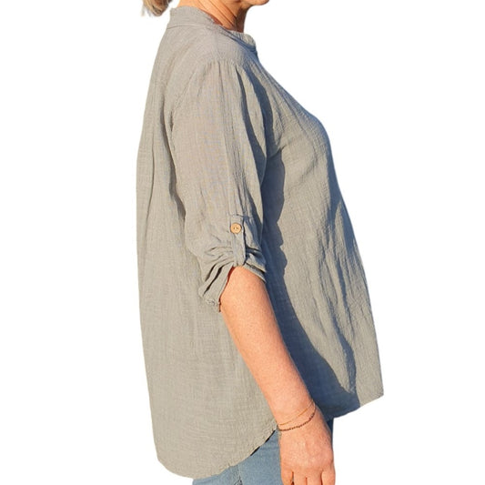 Italian Button Neck Top