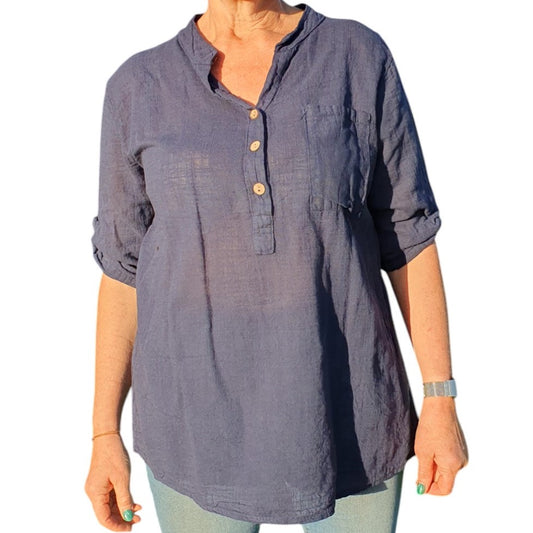 Italian Button Neck Top