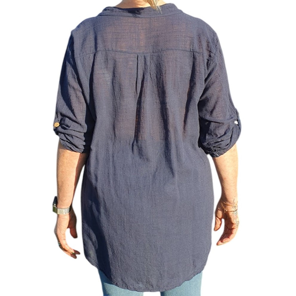 Italian Button Neck Top