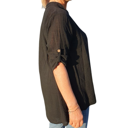 Italian Button Neck Top
