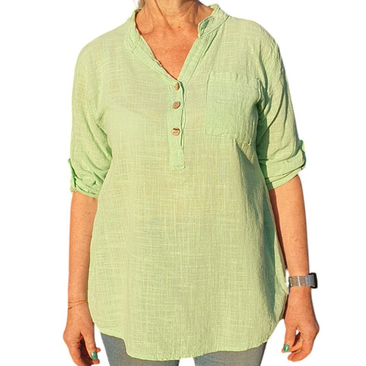 Italian Button Neck Top